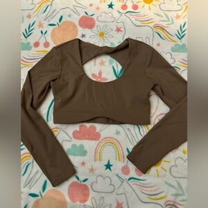 Brown Long‎ Sleeve Crop Top